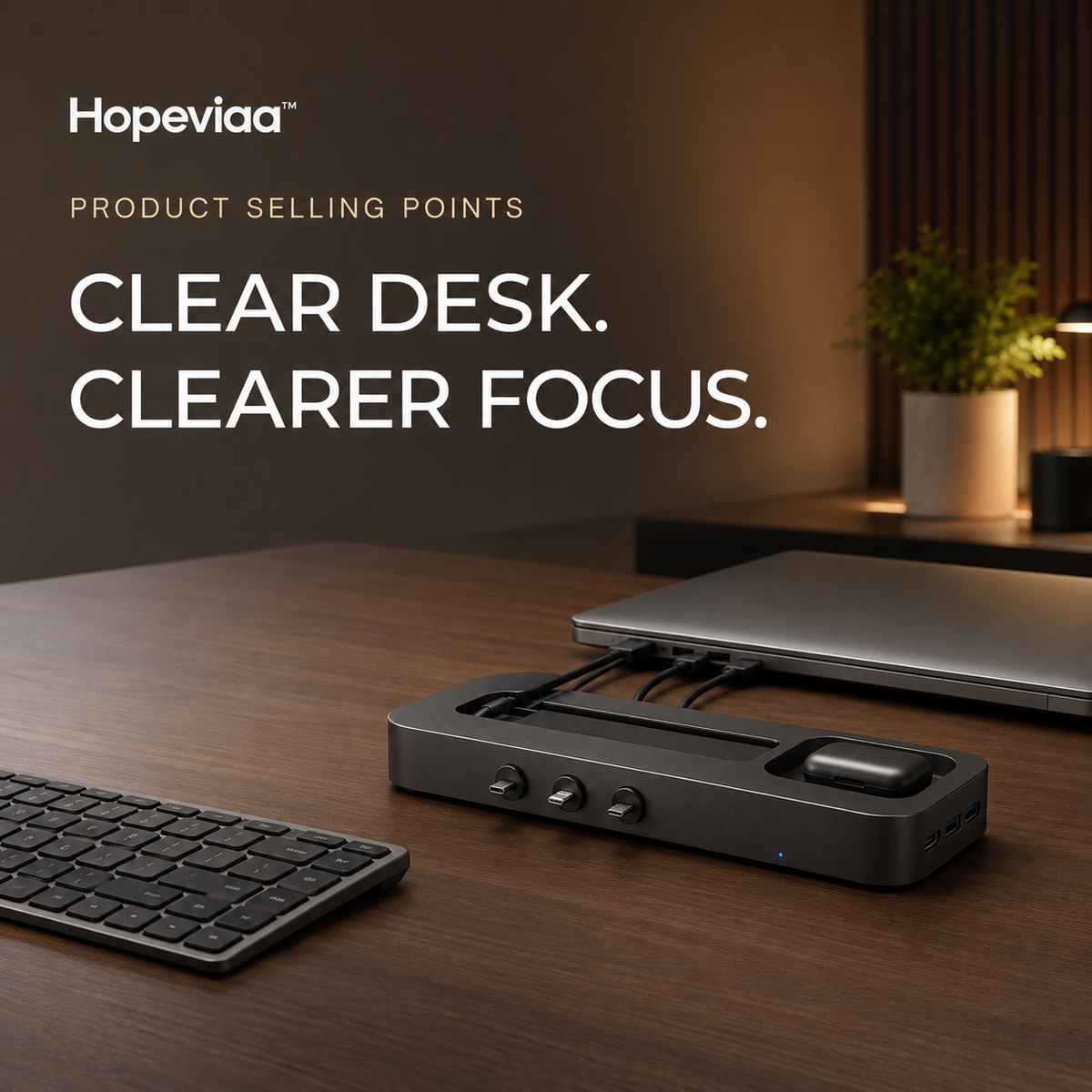 Hopeviaa™ HaloDock Desktop Cable Management Hub
